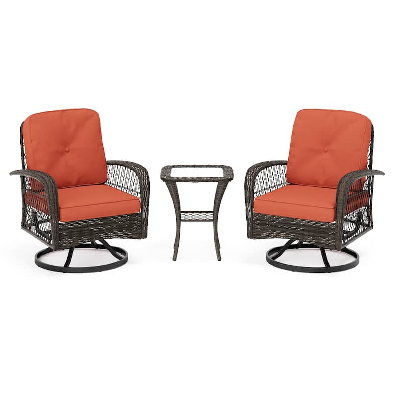 Corvus Livorno Outdoor 3-piece Steel Wicker Swivel Chat Set