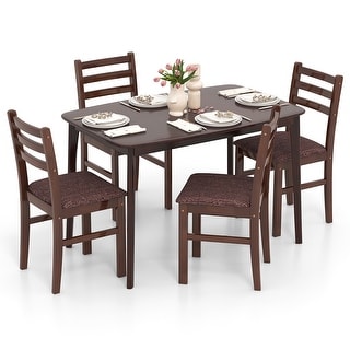 Gymax 5 PCS Dining Table Set for 4 w/ Padded Seat Curved Backrest for ...