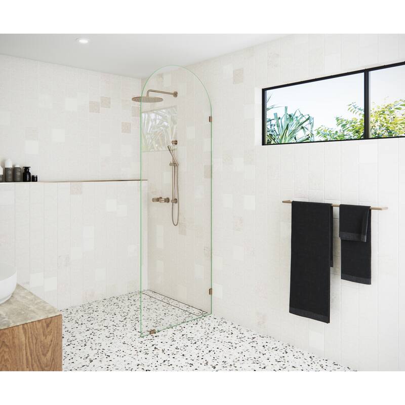 Glass Warehouse 30" x 86.75" Frameless Shower Door - Arched Single Fixed Panel