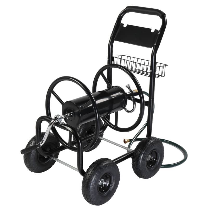 Black Cart Hose Reel with Wheels