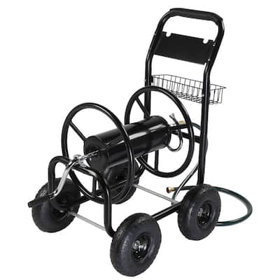 Black Cart Hose Reel with Wheels - N/A