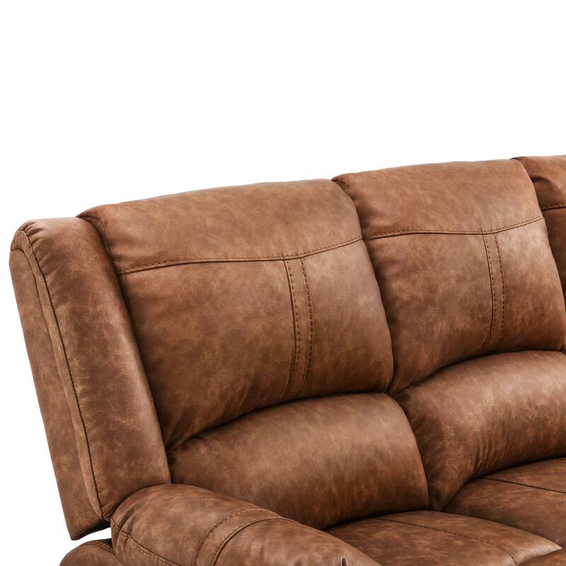 Manual Recliner,Faux Leather Reclining Sofa Set, 3-Seater Reclining Sofas For Living Room - 80.7"W X 37.4"D X 39.8"H