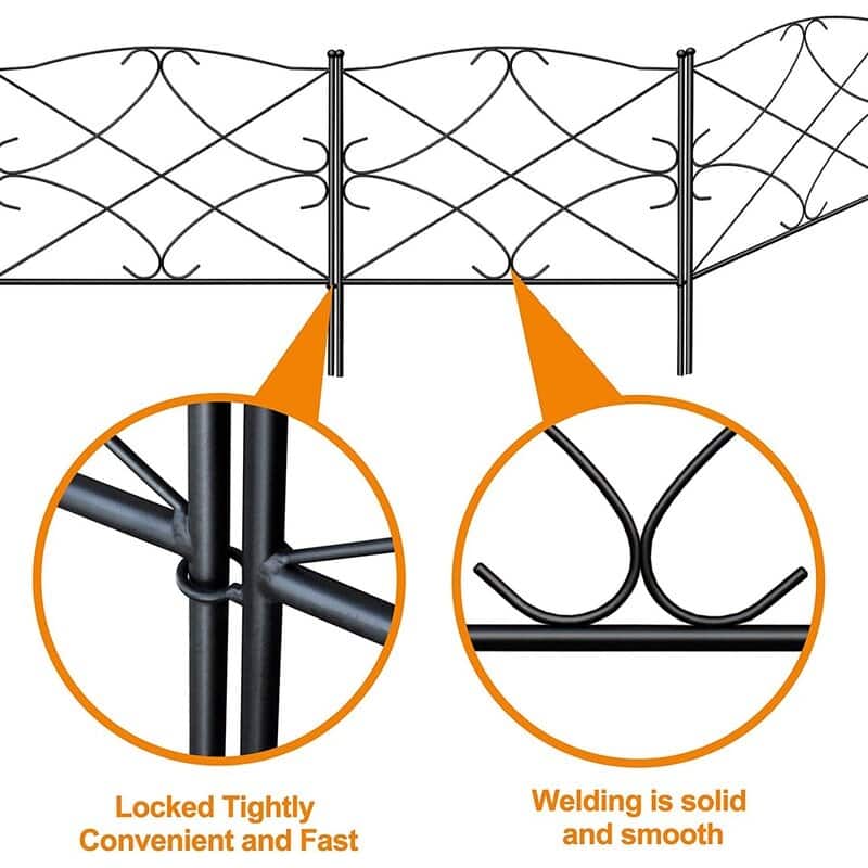 Decorative Garden Fence Feet Outdoor Metal Wire Fence (Set of 5)