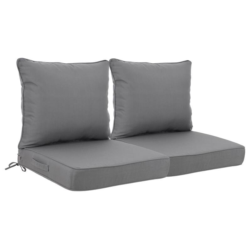 24x24 Inch Outdoor Deep Seat Cushion Set-Waterproof Fade-Resistant Patio With Removable Covers,Adjustable Straps & Handles - Black