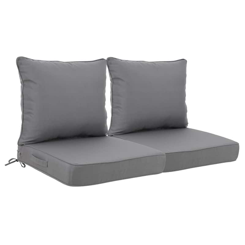 GDFStudio Marie Outdoor 24x24 Inch Seat Cushion Set with Removable Covers (set of 2) - 24" x 24" - Grey