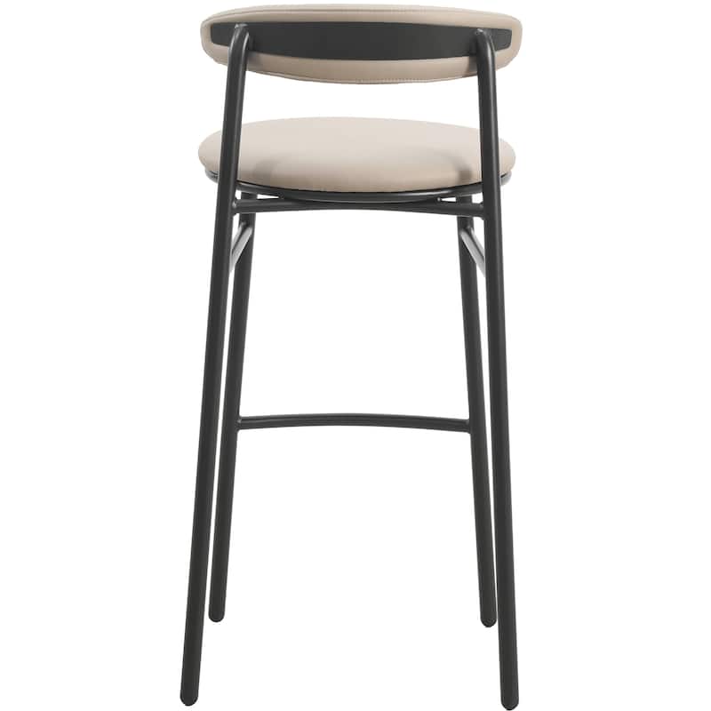 Upholstered Leather Bar Stool Accent Kitchen Chair Lume Collection Set of 2