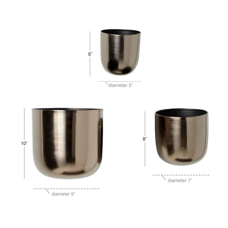 Metal Indoor Outdoor Floating Wall Planter - Set of 3 Gold, Silver, Black, White - Roche River Decor