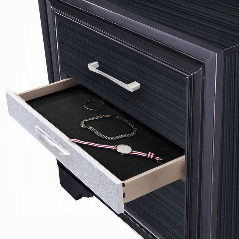 Nightstand with Pullout Jeweler Tray, Solid Wood Sofa Side Table, Storage Cabinet with Wooden Tabletop & 2 Drawers
