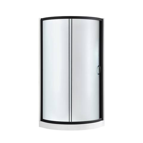Ove Decors Breeze 34 in. Black Shower Kit with Frosted Glass Panels, Walls and Base