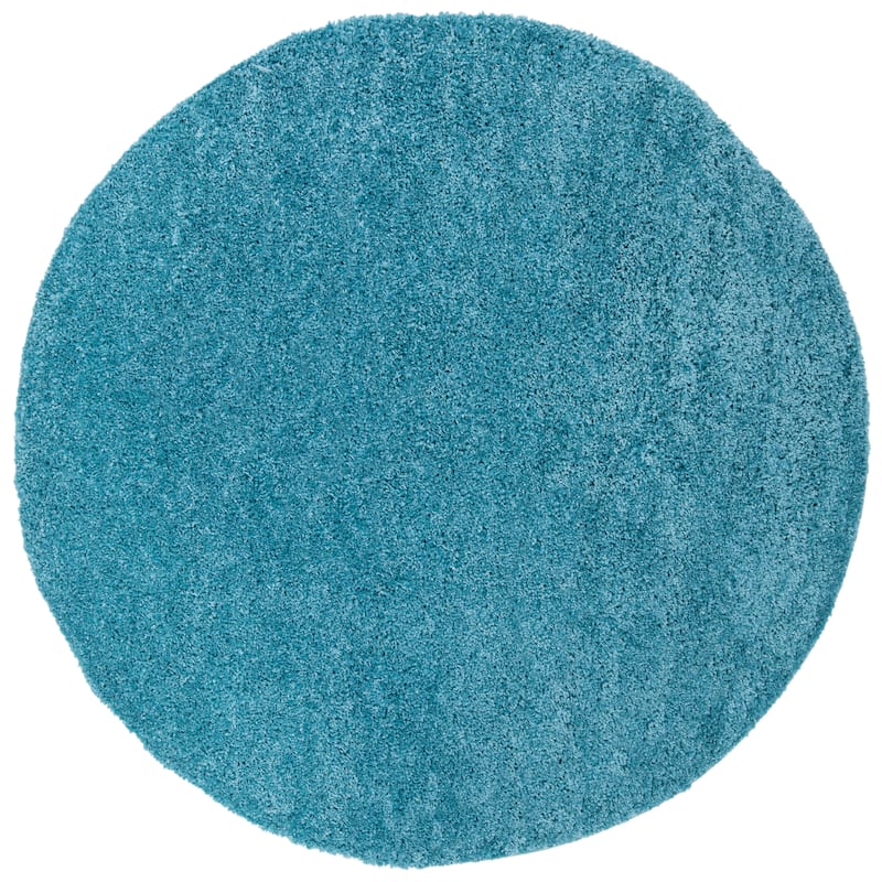 SAFAVIEH August Shag Solid 1.2-inch Thick Area Rug - 9' Round - Turquoise