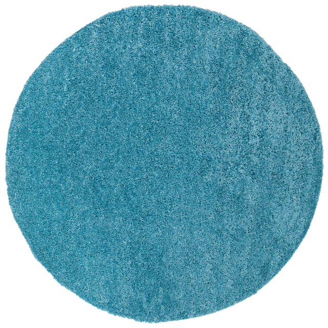 SAFAVIEH August Shag Solid 1.2-inch Thick Area Rug - 3' x 3' Round - Turquoise