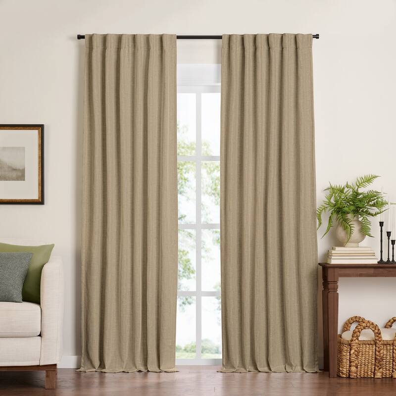 Harrow Solid Texture Blackout Window Single Curtain Panel - 52"x84" - Linen