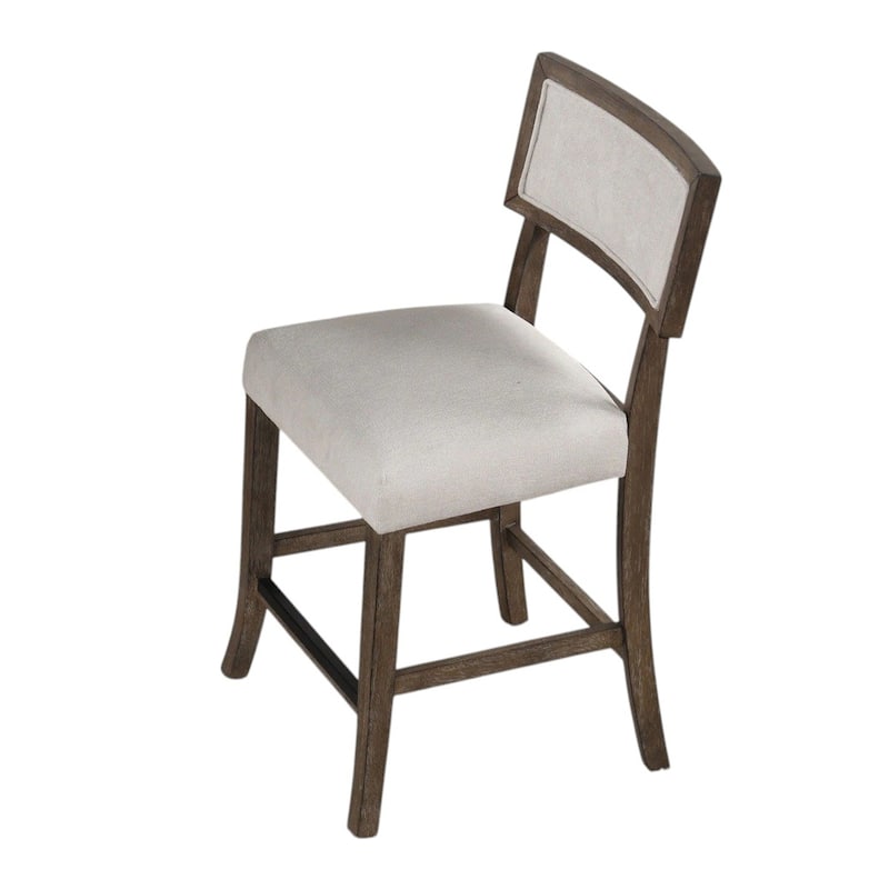 Set of 2 Upholstered Dining Chairs in Dark Walnut and Light Gray