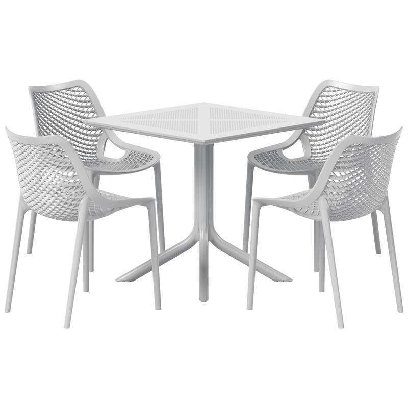 Frond and Form 4-Person Outdoor Square Dining Set - Gray