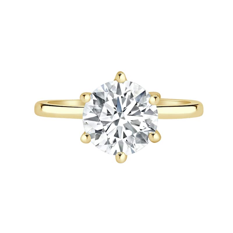 Auriya 14k Gold 7 1/6 ctw Lab grown 6-Prong Round Hidden Halo Diamond Engagement Ring (F-G VS) - Yellow - 8.5