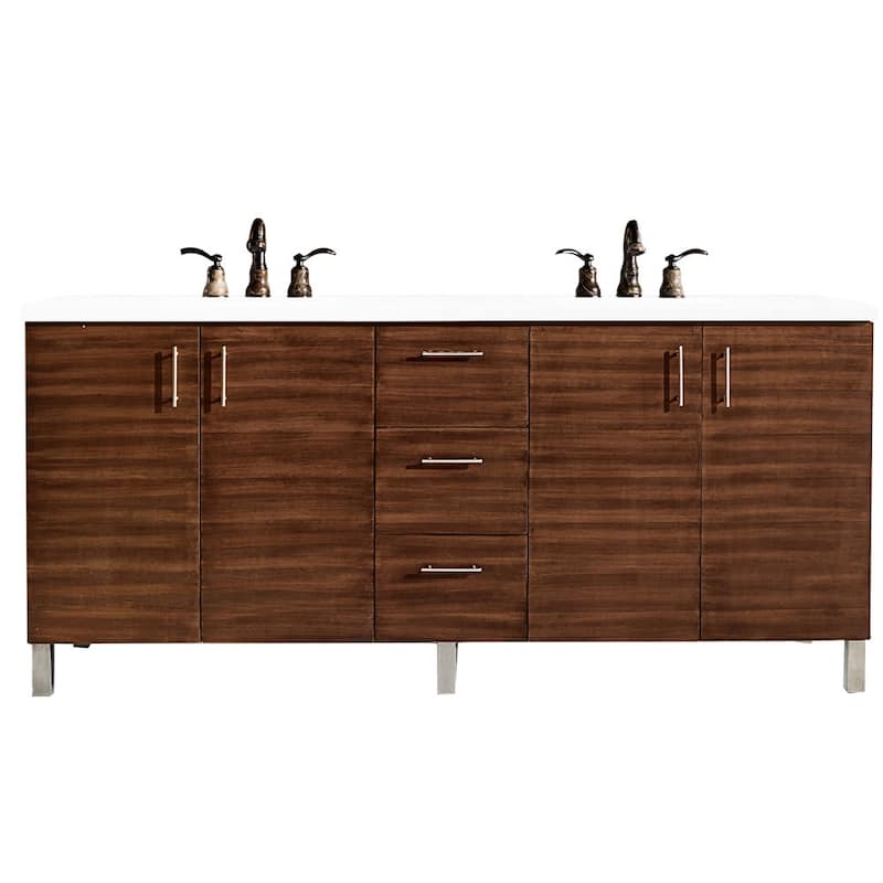 James Martin Vanities 850-V72-3WZ Metropolitan 72" Free Standing - American Walnut - Walnut Finish