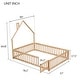 preview thumbnail 45 of 46, Twin House-Shaped Headboard Floor Bed with Fence, Fun & Safe Kids Bed