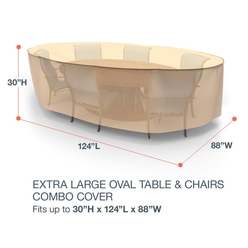 Budge StormBlock™ Savanna Patio Table and Chairs Combo Cover Tan - Extra Large - 30"H x 124"L x 88"W