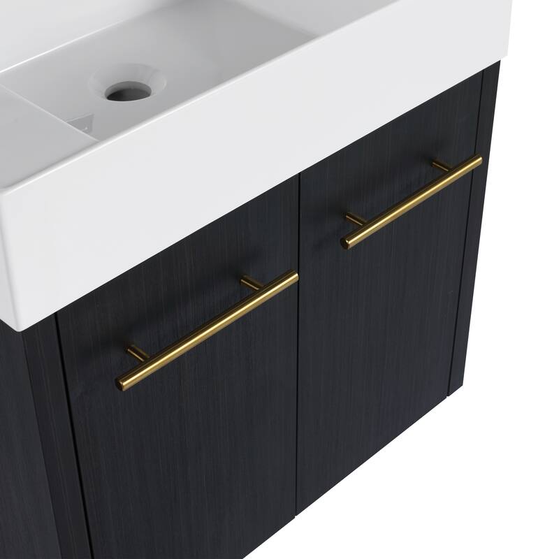 30" Floating Bathroom Vanity with Resin Sink, Soft-Closing Hinges, Ample Storage, and Black Chestnut Finish