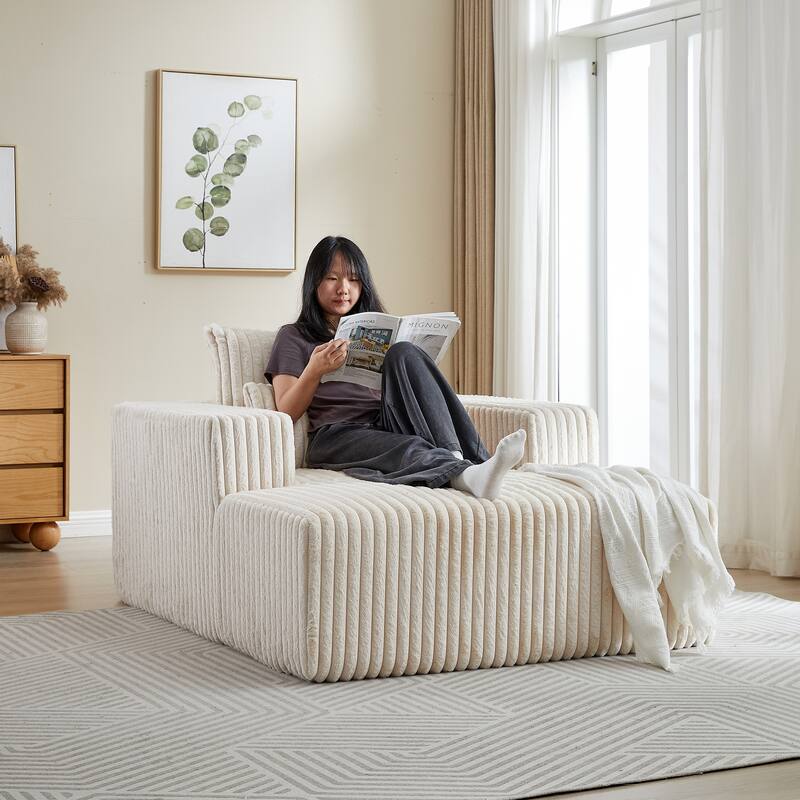 Oversized Corduroy Lounge Chair with Pillow Support - Sofa, Sleeper Couch, Chaise, Ottoman Bench