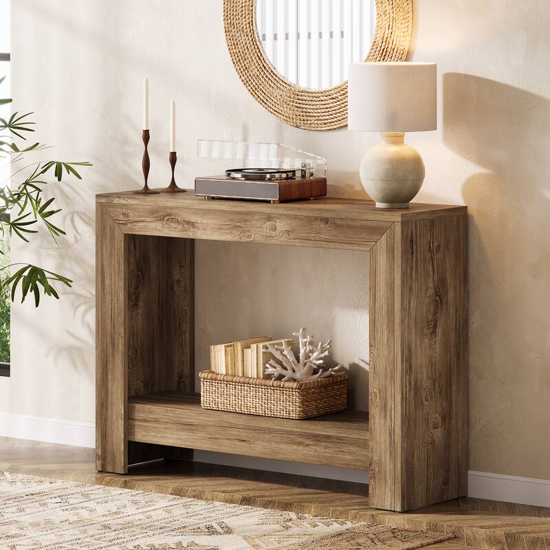 41.34-inch Rectangle Wood Console Table Simple Geometric Entryway Accent Table