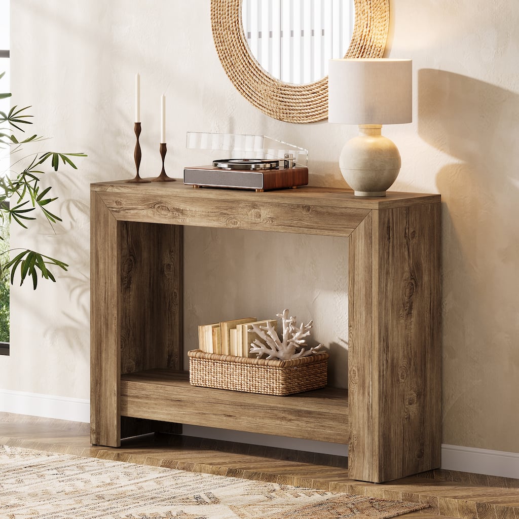 Small Industiral Wood Console Sofa Table for Entryway