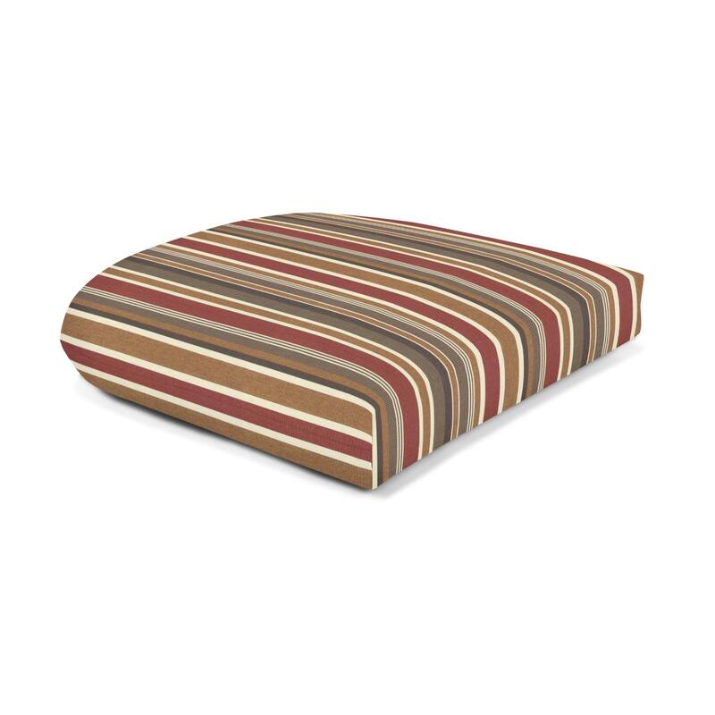 Sunbrella Stripe Fabric 1-Piece Indoor/Outdoor Wicker Seat Pad, 18"W x 18"L