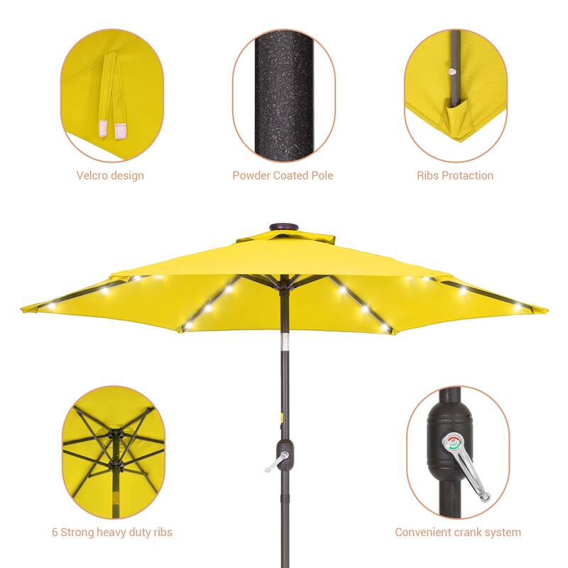 LIVOOSUN Patio 7.5 Feet Market Solar LED Light Umbrella