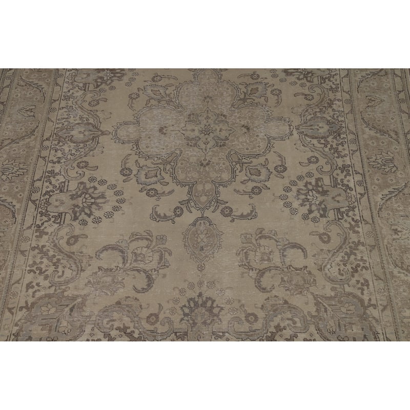 Tabriz Persian Vintage Area Rug Hand-Knotted Oriental Wool Carpet - 8'0" x 12'0"