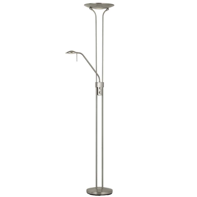 HomeRoots 71" Nickel Led Torchiere Floor Lamp With Nickel Dome Shade - 70.8" x 11.5" x 11.5"