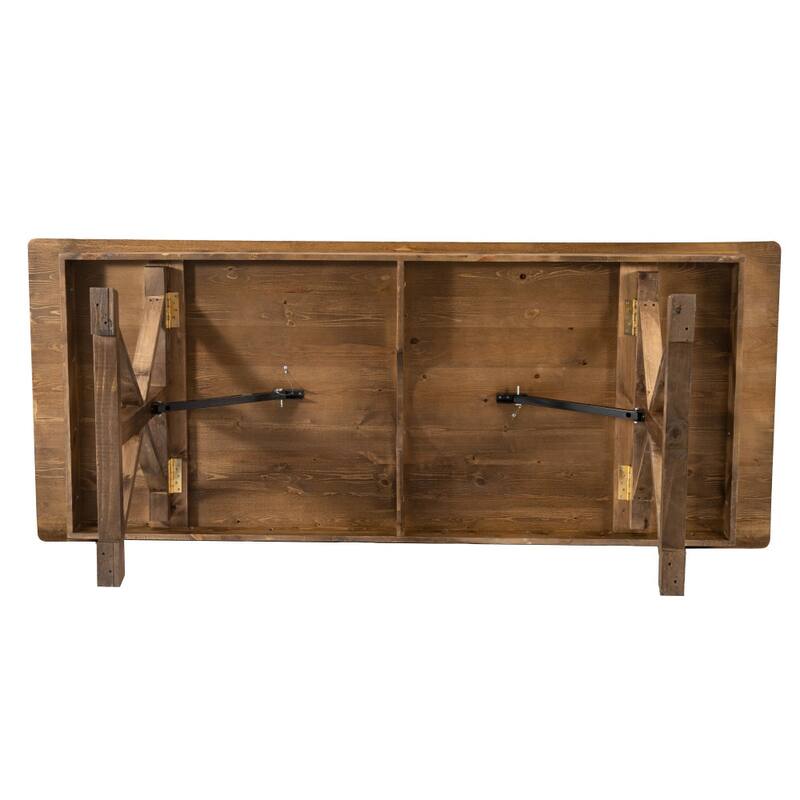 7' x 40" Rectangular Antique Rustic Solid Pine Folding Dining Table