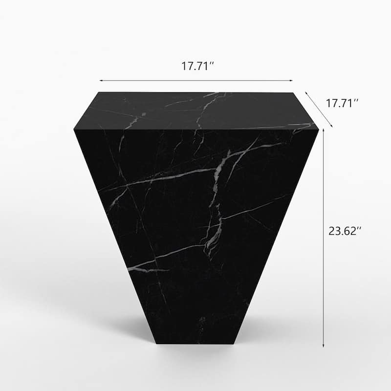 Modern Square Coffee Table, Trapezoid White Sintered Stone Coffee Table, Fully-assembled