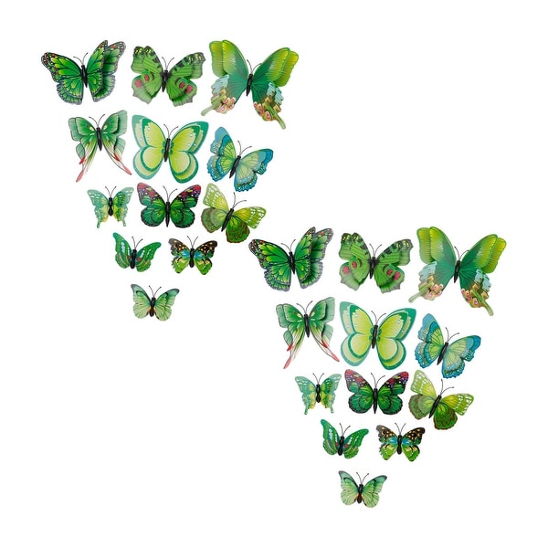 24pcs 3D Butterfly Wall Stickers Decal Sticker for Room Decoration Green
