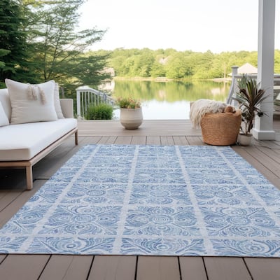 Machine Washable Indoor/ Outdoor Chantille Mosaic Rug