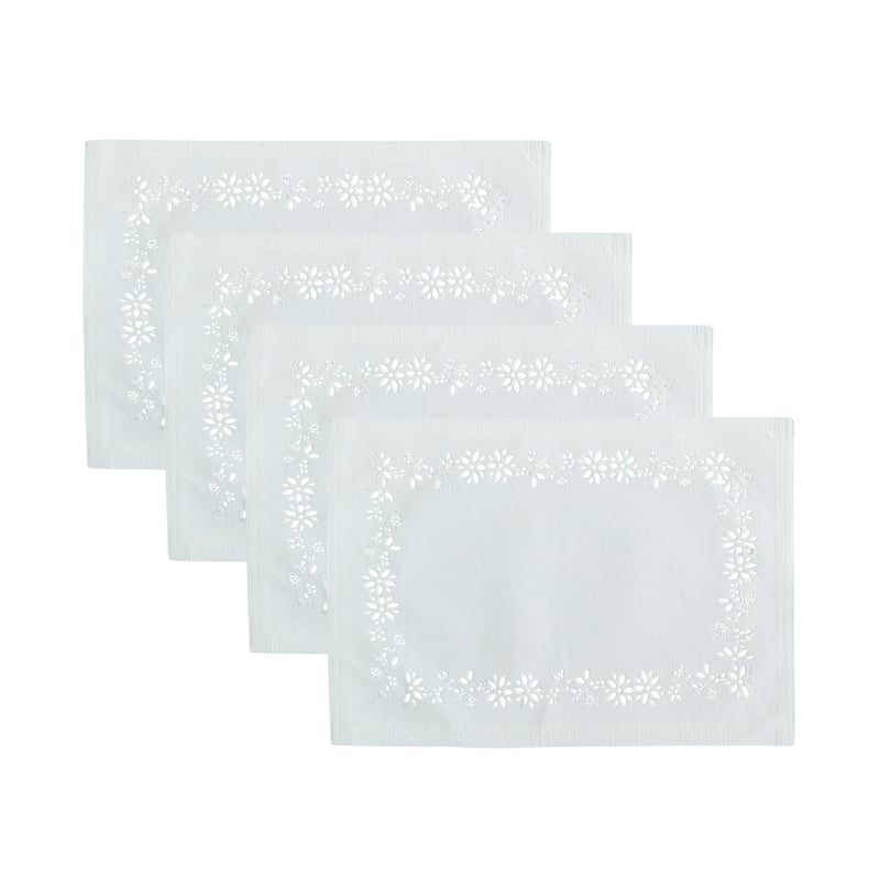 Poinsettia Noel Laser Cut Placemats, Set of 4 - Ivory