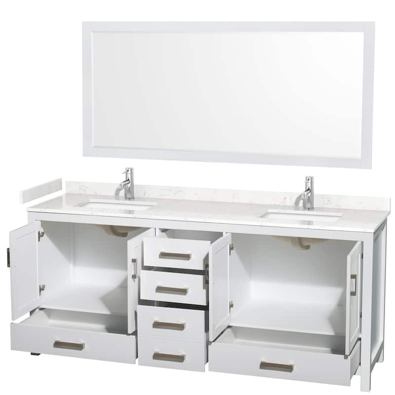 Wyndham Collection Sheffield 80" Double Bathroom Vanity, Carrara