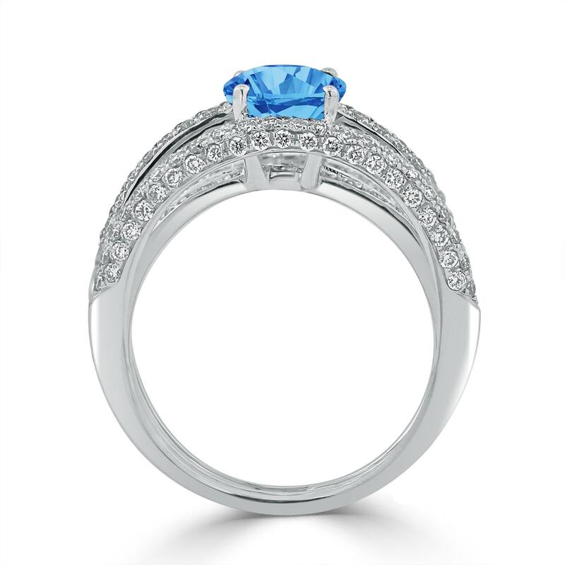 Auriya 2 1/3ct Oval Blue Topaz and Diamond Ring 9/10ctw 18K Gold