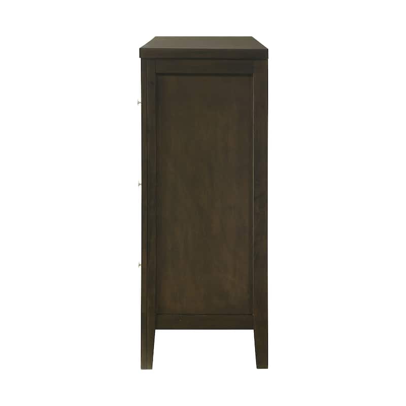 6 Drawers Wooden Dresser with Brushed Nickel Hardware in Dark Cocoa