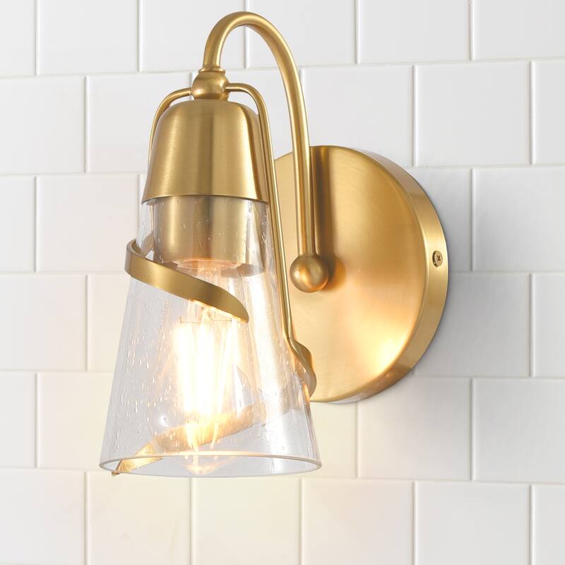 5" Modern Gold Arch Seeded Glass Vanity Wall Light Sconce
