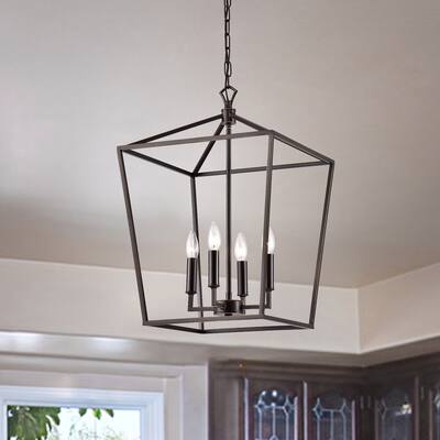 Oil Rubbed Bronze 4-Light Lantern Pendant 16 in with Sleeves - Oil Rubbed Bronze