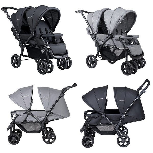 Foldable double baby stroller lightweight front & back seats pushchair hot sale