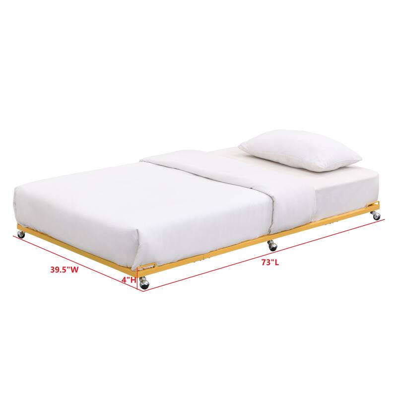 Moley Metal Twin Trundle Bed Frame with Modern Sleek Design