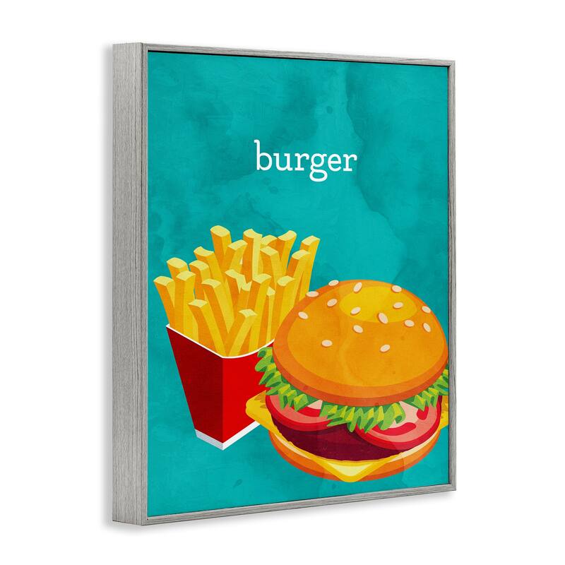 Stupell Satisfying Burger & Fries Framed Giclee Art Design By Kim Allen
