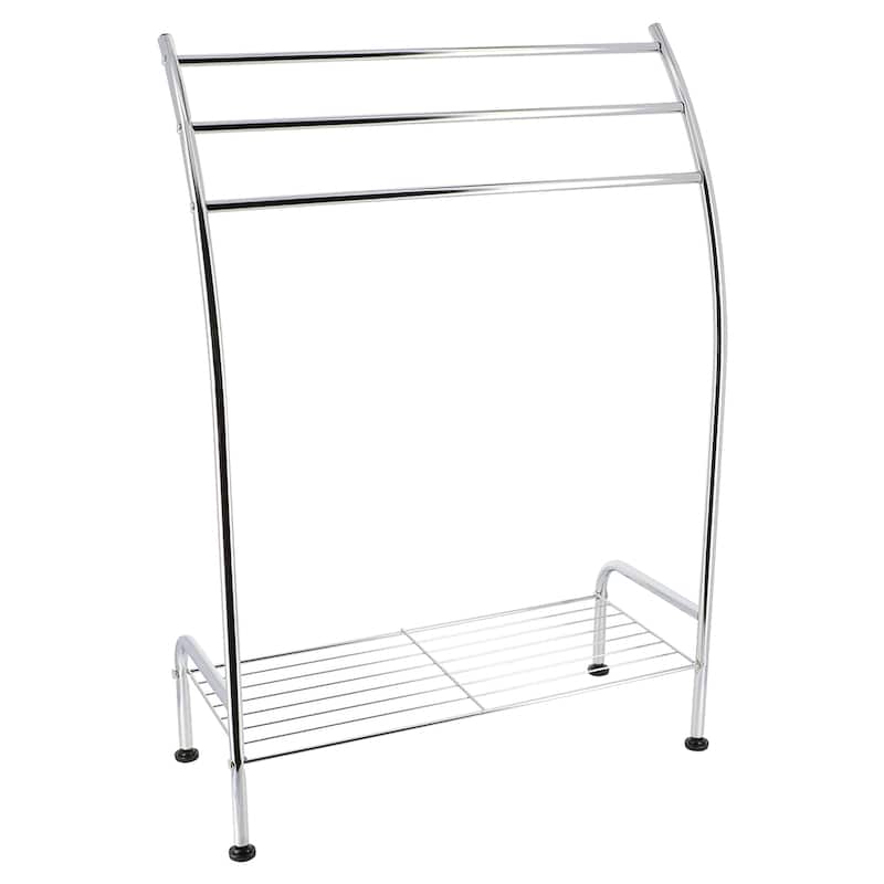 Freestanding Curved 3 Towels Stand with Shelf Chromed Metal - 22 5/8 L x 9.80 W x33.50 H - 22 5/8 L x 9.80 W x33.50 H - Silver