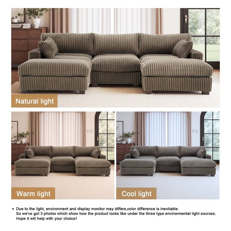 Modren Plush Oversized Modular Sectional Sofa Set with Chaise&Ottoman.