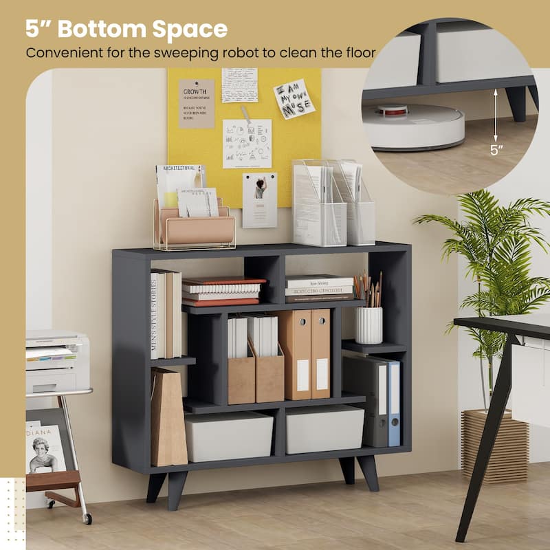 Gymax Bookshelf Geometric Bookcase w/ Anti-Tipping Kit Storage