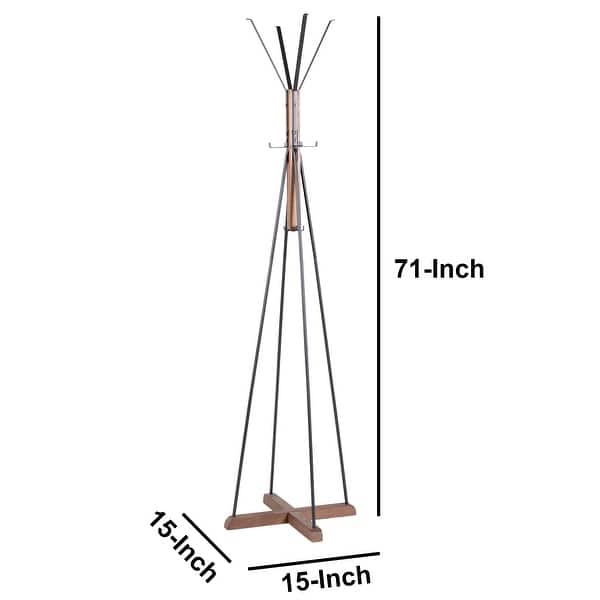 Holly 71 Inch Standing Wooden Coat Rack with Multiple Hooks Hangers ...
