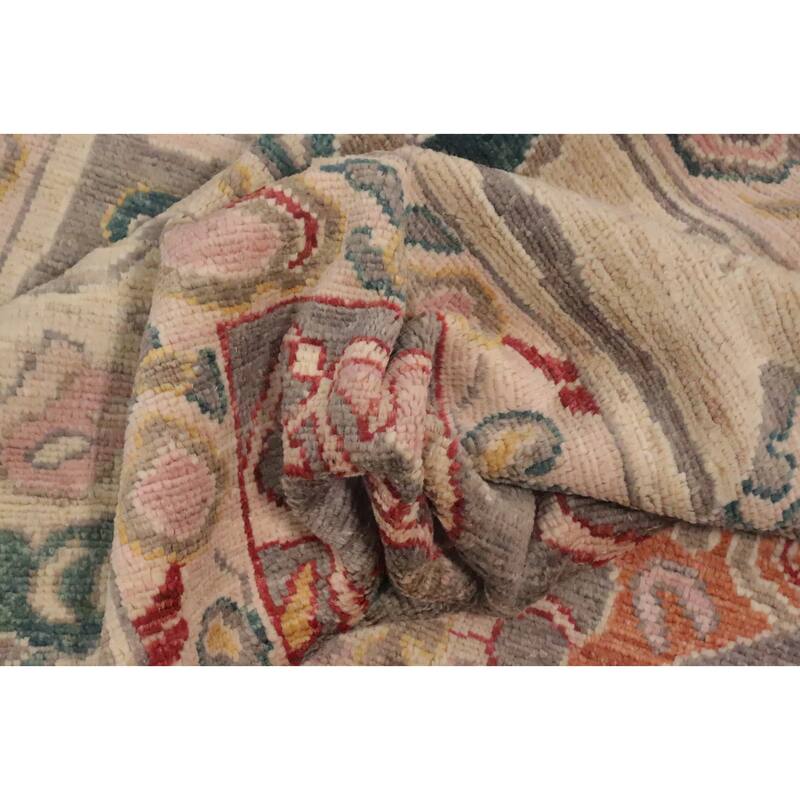 Hand Knotted Oriental 100% Wool Carpet Transitional All-Over Greys & Charcoal Oushak Area Rug - 13' 9'' X 10' 1''