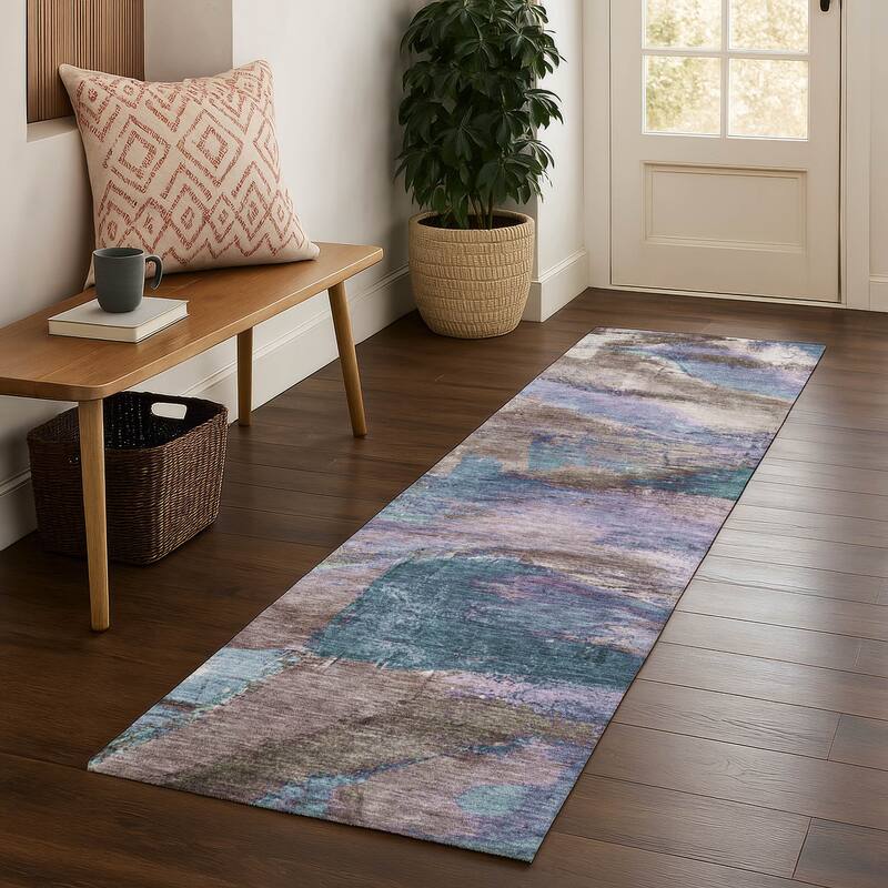 Premium Washable Super Soft Abstract Mayfield Rug - Mocha - 2'3" x 7'6"