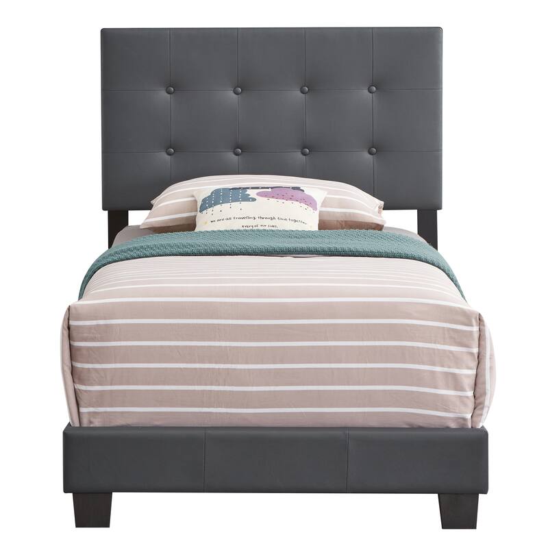 Twin Size PU Platform Bed with Foam Padding